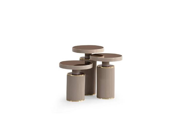 JVmoebel Beistelltisch Runde Beistelltische in Beige aus Holz im modernen Design (Set, 3-St., 3er Set), Made in Europe