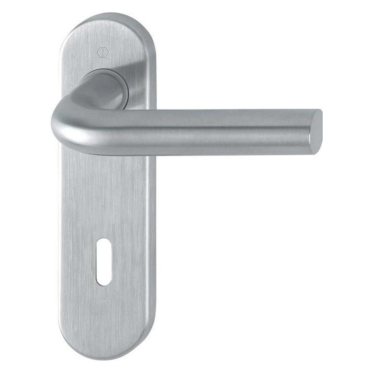 Hoppe Kurzschildgarnitur Bonn E150Z/353K Vierkantmass 8mm OB-72 F69 Edelstahl matt Türdicke 35-45mm (Türschildgarnitur) (3308094)