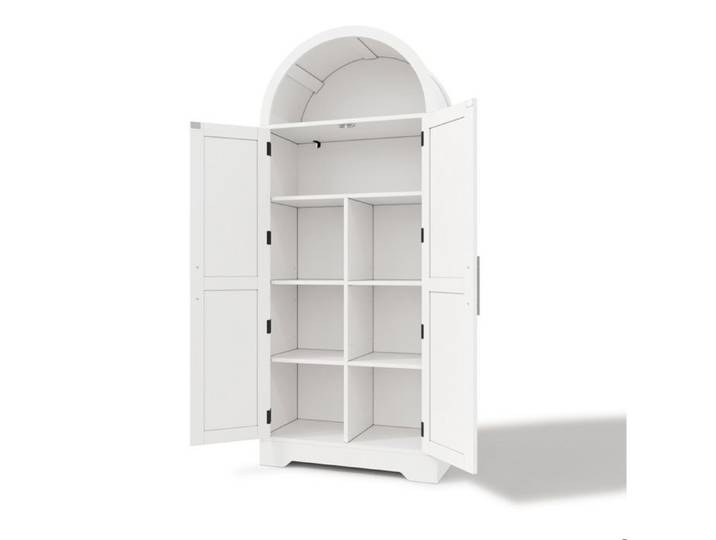 Modenuit Vitrine haute arquée 70x35x170 cm 2 portes MDF blanc style campagne
