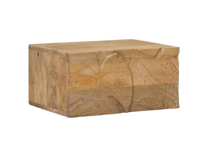 KTHLBRH Wandnachttisch, handgefertigt, Teakbraun, 40 x 30 x 20 cm Massives Mangoholz, 1 handgeschnitzte Schublade, Wandmontage, minimalistischer Stil