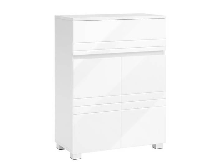 VASAGLE Meuble de Salle de Bain sur Pied avec tiroir Armoire à Double Porte étagère réglable 60 x 30 x 80 cm Blanc