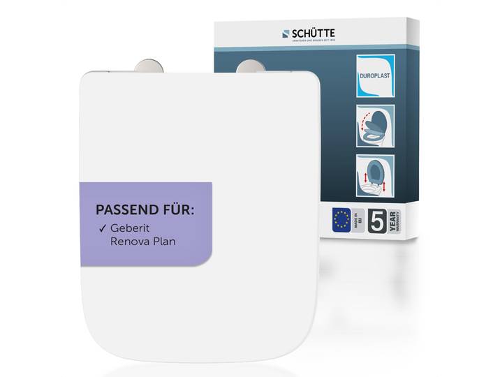 WC-Sitz SCHÜTTE Duroplast, WHITE E-Form PRO 4 , weiß, B:36,1cm H:5,1cm L:43cm, Duroplast, WC-Sitze, WC-Sitz, mit Absenkautomatik und Schnellverschluss
