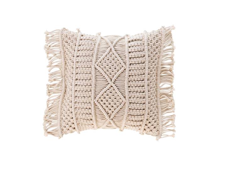 Makramee-Kissen aus 88% Baumwolle, mit Fransen, beige 40 x 40 cm