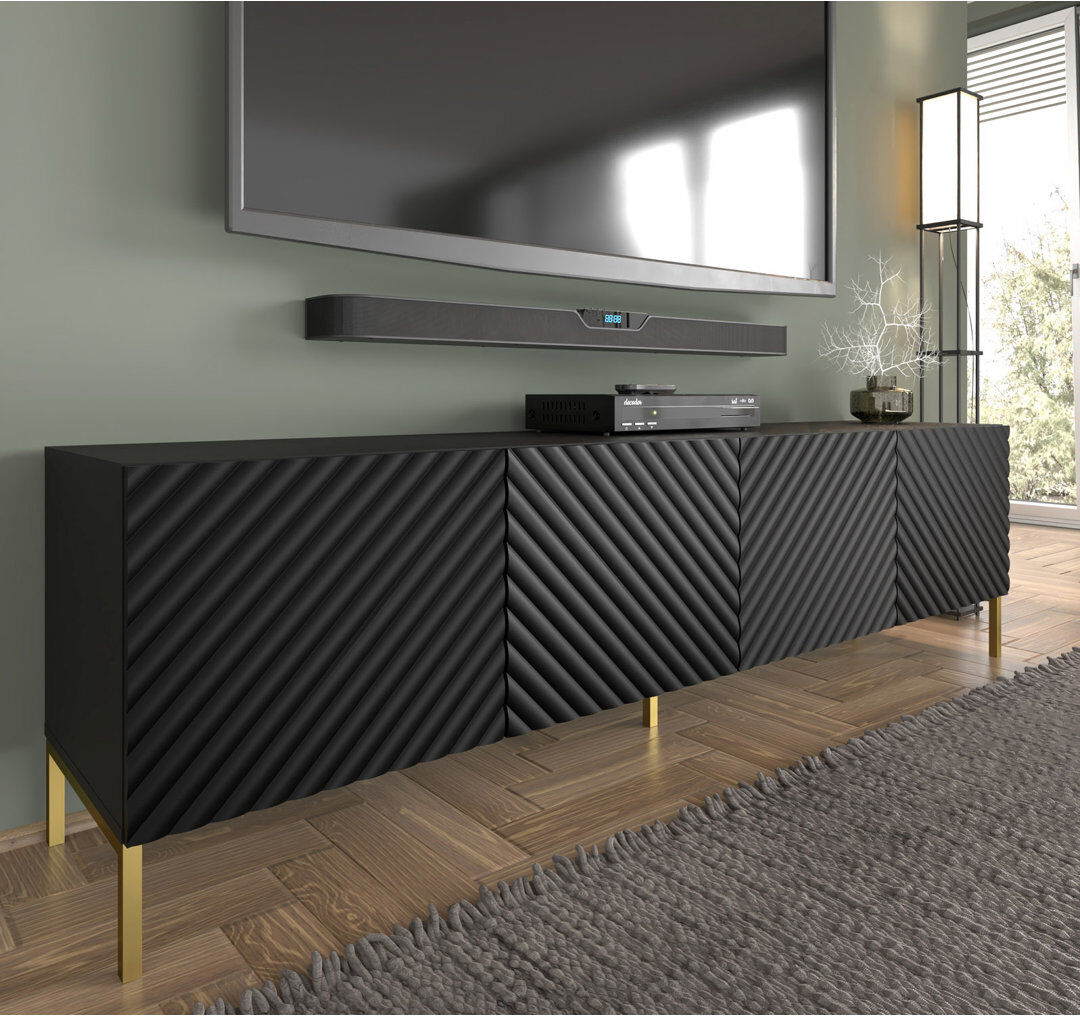 Canora Grey Anjulie TV Stand for TVs up to 85" Black Matt 85"