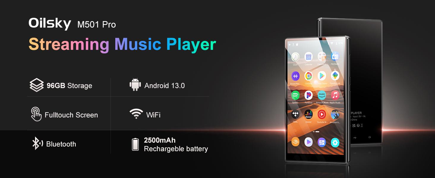 MP3/MP4-Player - M501pro - 11,9-cm-Display - Touchscreen - Bluetooth - WLAN - FM-Radio - Metallgehäuse