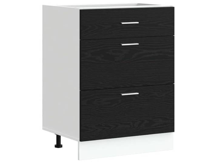 IBUQDDV Küchenunterschrank Schwarz Eichen-Optik 60 x 46 x 81,5 cm Holzwerkstoff, schick gestaltete Rückseite, viel Stauraum, für Geschirr und Utensilien, einfache Pflege mit feuchtem Tuch