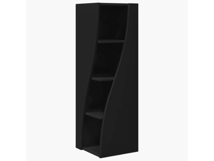 HKLGBVCR Eckschrank, 32 x 32 x 102 cm, Holz, Schwarz Platzsparende Regale, matte Oberfläche, klare Linien, Aufbewahrung von Büchern und Gegenständen, Wandbefestigung