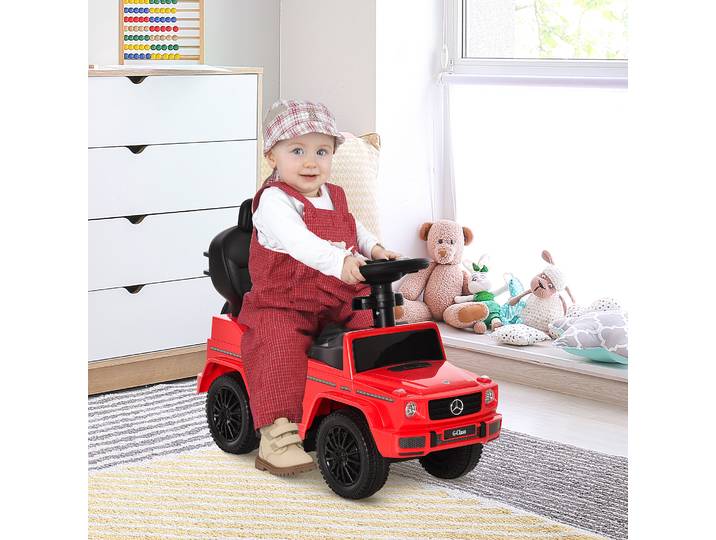 HOMCOM Voiture Enfant 12-36 Mois Klaxon & Ombrelle Rouge