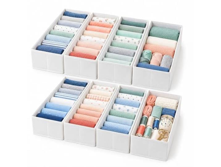 Relaxdays système rangement tiroirs\, blanc lot 8\, commode IKEA Hemnes 160 cm\, pliable\, cloisons\, boîte séparation