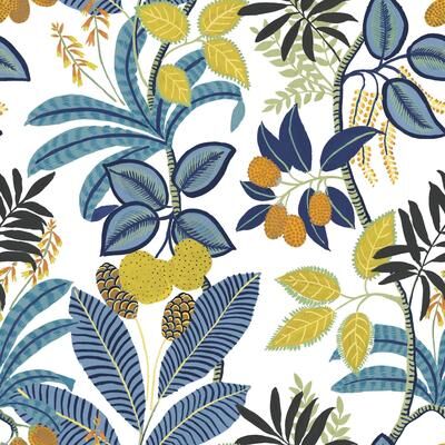 RoomMates Blue & Yellow Funky Jungle Peel and Stick Wallpaper
