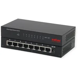Roline Gigabit Ethernet Switch (8 Ports), Netzwerk Switch, Schwarz