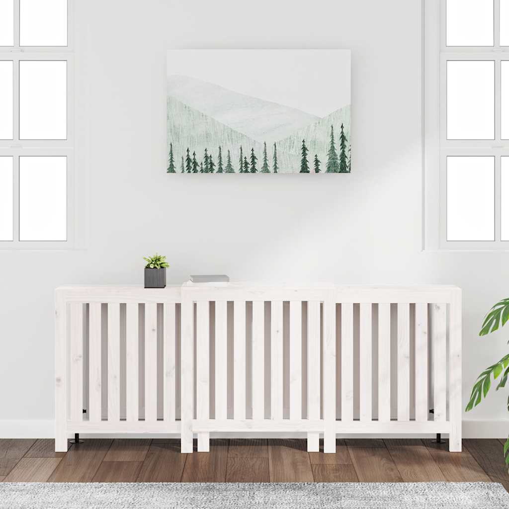vidaXL Cache-radiateur Blanc 210x21x85 cm Bois massif de pin