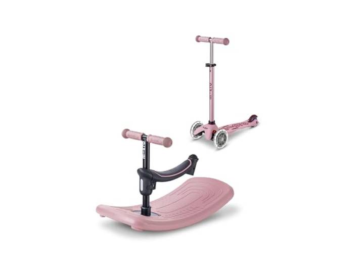 Micro, Mini Deluxe Rock & Go LED, 3-Rad-Kinderroller, 1–6 Jahre 6-in-1 Scooter, Rocker- und Rutscher, verstellbare T-Stange, bewegungsaktivierte LED-PU-Rollen, Schweizer Entwicklung
