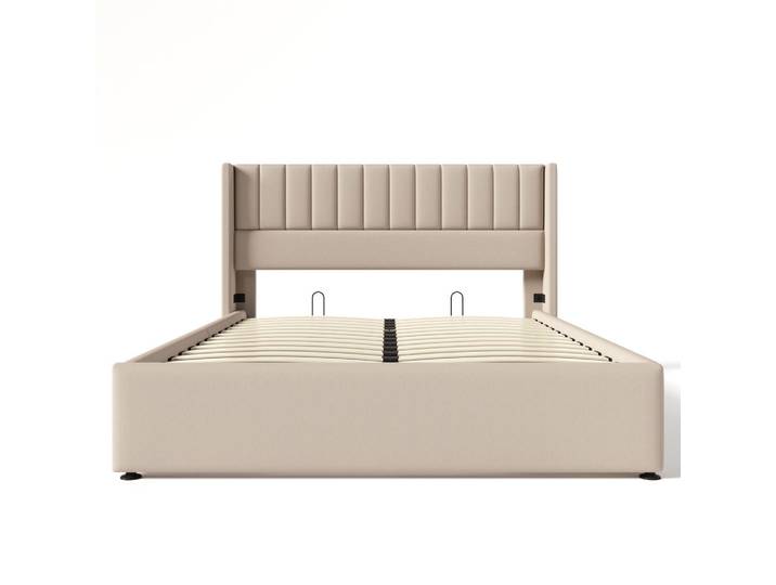 Oxeza Polsterbett 160/200 cm in Beige mit hydraulischem Stauraum, Mode, Rechteckig, 160x200 cm, Schlafzimmer, Betten, Polsterbetten