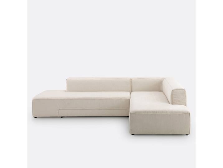 LA REDOUTE Canapé d'angle gauche ou droit, convertible, en velours texturé, Ginosa Angle droit Beige Ecru, Made in France
