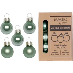 25 Weihnachtskugeln 2cm Glas Christbaumkugeln Weihnachtsbaumkugeln Mild Sage