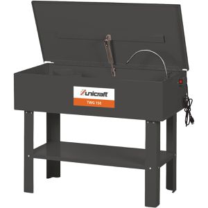Unicraft Teilewaschgerät TWG 150, für Lösemittel, 150 Liter Kabinenvolumen, Waschpinsel & Pumpe mit 3,3 l/min