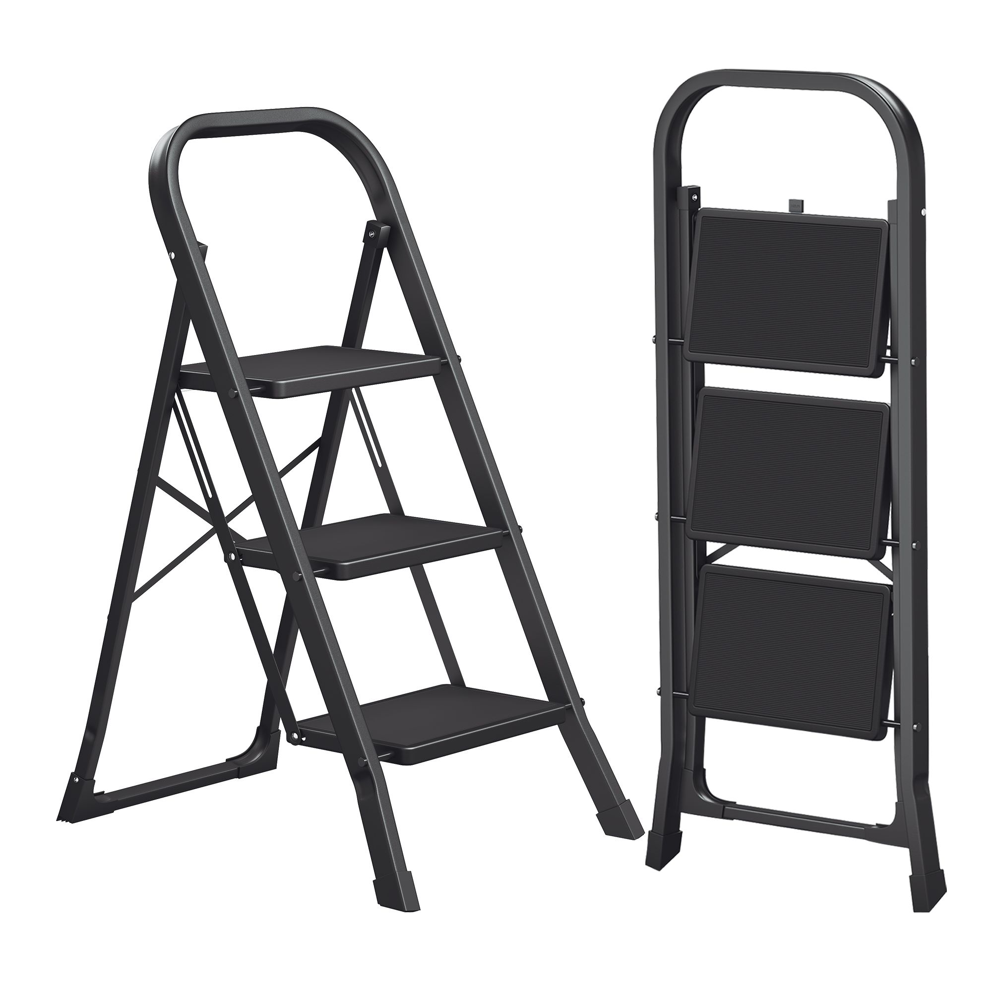 SONGMICS Stehleiter, 3-stufig, Klapptritt mit Klappsicherung GSLB35003BZ01