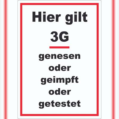 HB-Druck Hier gilt 3G Hinweis Aufkleber mit Text A2 (420x594mm)