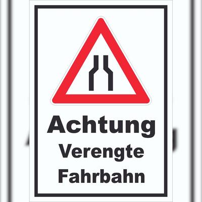 HB-Druck Schild Achtung Verengte Fahrbahn A3 (297x420mm)