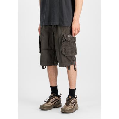 Shorts ALPHA INDUSTRIES "Jet Shorts", Herren, Gr. 30, Normalgrößen, grau (grauschwarz), Obermaterial: 100% Baumwolle, Hosen Shorts