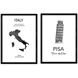 POSTER Set Mit 2 Italien Pisa-Turm Und Denkmäler A3 Rahmenlos