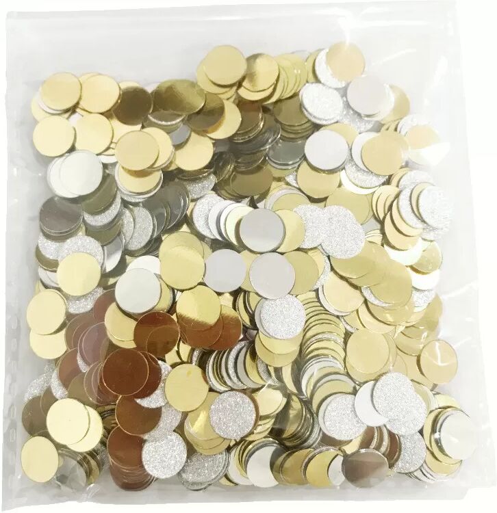 INF Glitzerkonfetti, 8 mm Runde Pailletten Konfetti 30 g Silber+Gold 30 g