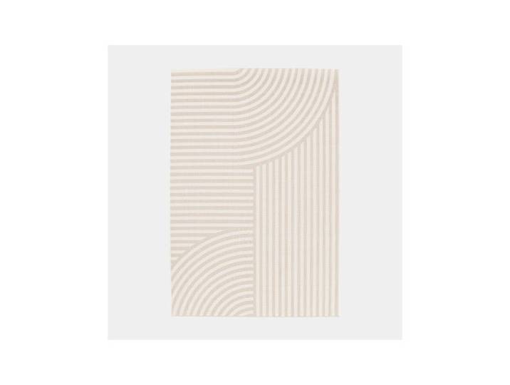 Tapis motif géométrique en matière recyclée - Graphic Line - Beige - 120 x 170 cm