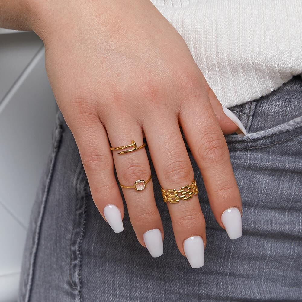Unique Damenring aus Sterlingsilber, IP Gold gold
