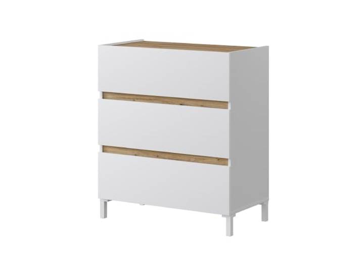 Habitdesign Modèle Tempus Commode style nordique 3 tiroirs avec pieds\, 91 x 79 x 41 cm (hauteur x largeur x profondeur)