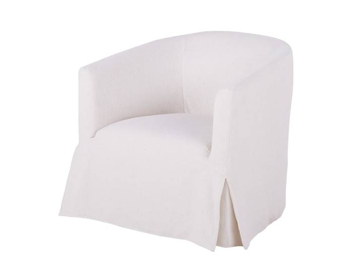 Fauteuil déhoussable en textile effet lin écru
