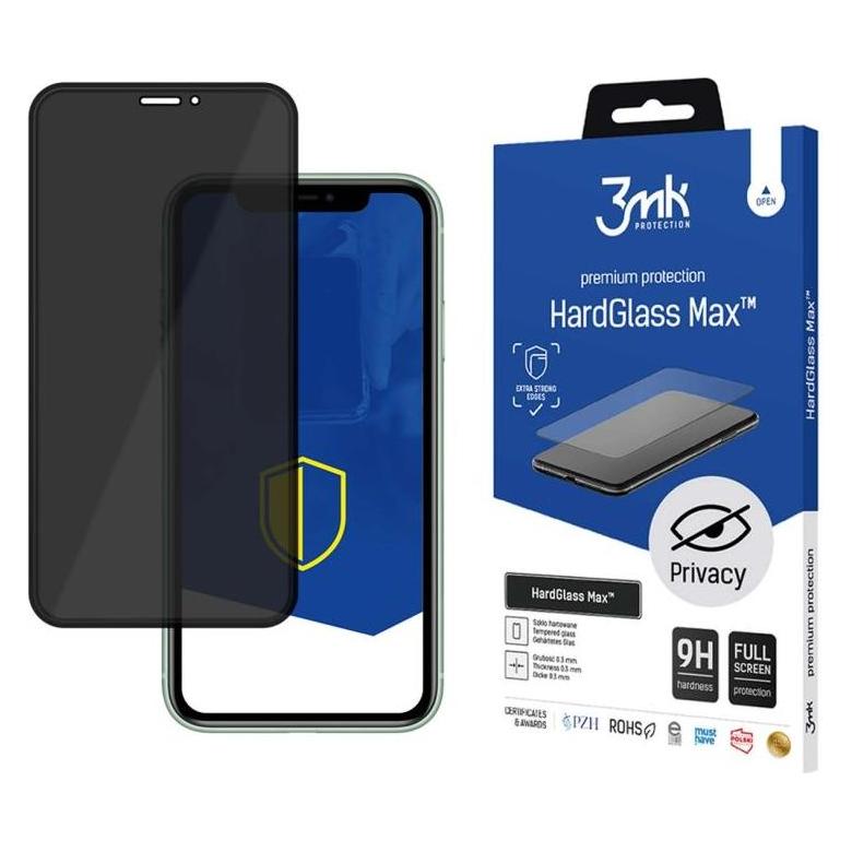 3MK HardGlass Max Sichtschutzfolie, Apple, iPhone XS Max, Tempered Glass, transparent/Schwarz (1 Stk., Apple iPhone XS Max) (3mk HardGlass Max Privacy Black(24)-0)