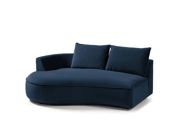 Modulottomane Blau/Dunkelblau Samt Shyla 196 x 146cm Ausrichtung links Modern