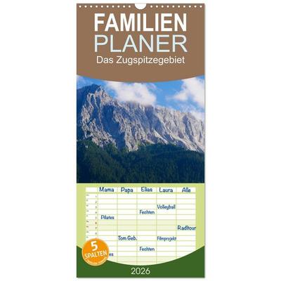 Familienplaner 2026 - Das Zugspitzegebiet mit 5 Spalten (Wandkalender, 21 x 45 cm) CALVENDO