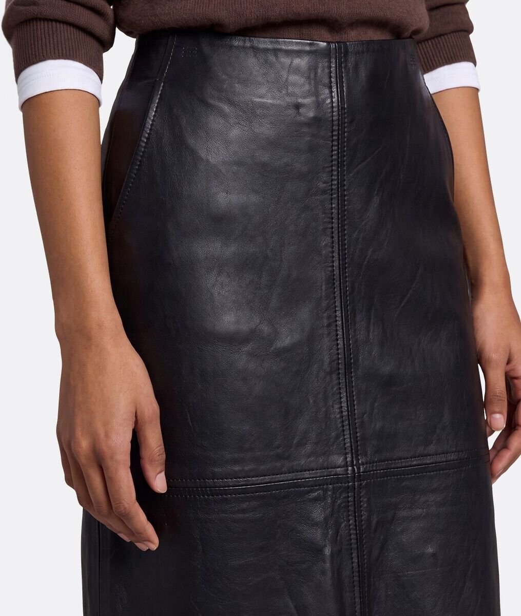 LA REDOUTE COLLECTIONS Jupe crayon en cuir de mouton, longueur midi