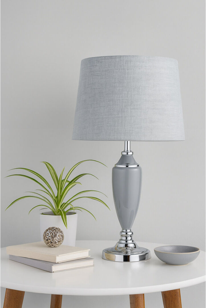 Mercer41 Gaddy Metal Table Lamp Silver;Gray 53cm H X 36cm W X 36cm D