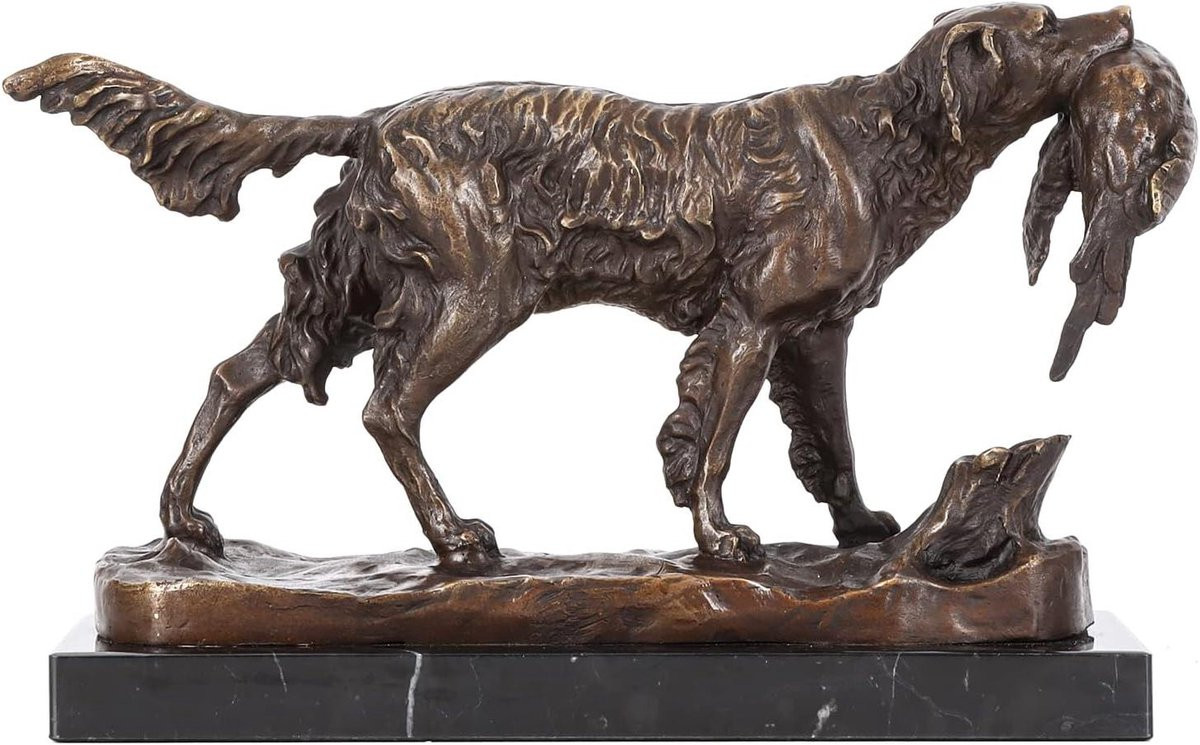Handgegoten bronzen hond sculptuur voor woondecoratie, lengte: 30 cm, brons