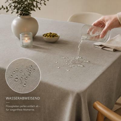 Tischdecke OTTO HOME "Josée, wasserabweisend, in eckig & rund", beige (creme), B:180cm L:135cm, Polyester, Tischdecken, Tischdecke, strukturiert, Leinenoptik, uni,wasserabweisend, pflegeleicht, Deko