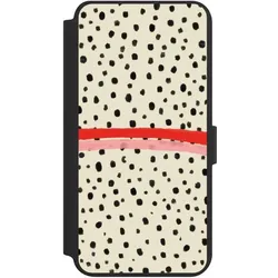 Nivocase Klapphülle für Samsung Galaxy S24+ Handyhülle aus Kunst Leder NIVOflip schwarz Kunst Punkte (Samsung Galaxy S24+), Smartphone Hülle, Schwarz