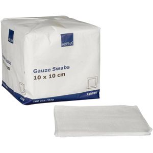 Abena Mullkompressen 220986, aus Baumwolle, unsteril, fusselfrei, mit Falzkanten, 8-lagig, 10 x 10 cm, 100 Stück