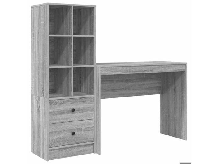 Bureau moderne avec tiroirs - KALISSE - Gris sonoma - 145.5x40x127 cm - 2 tiroirs - Bois d'ingénierie