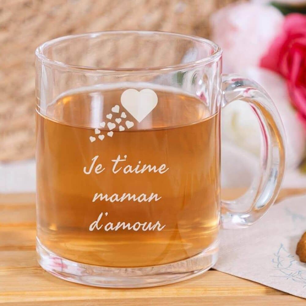 Ocadeau Tasse en verre gravée