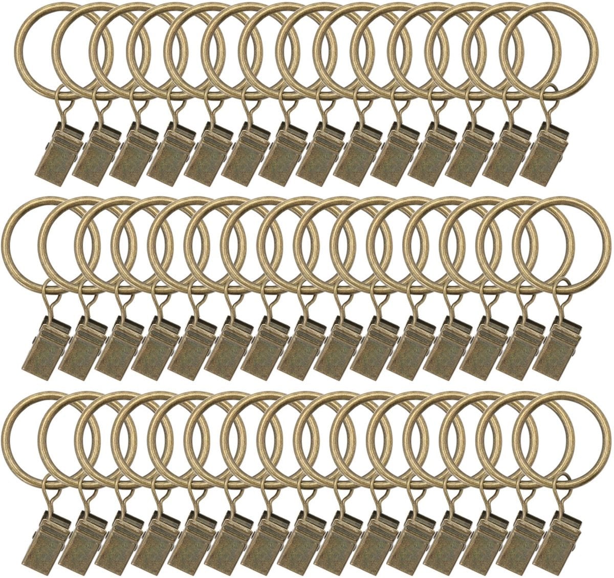 44 stuks Metallische gordijnringen met clips in brons