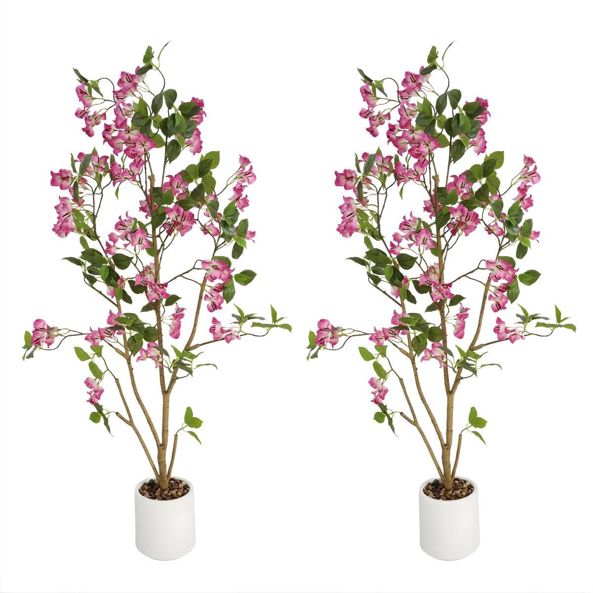 Happiq Kunstmatige Bougainvillea Boom met Zijden Bloemen, 2 Stuks, Light Purple, Hoogte: 120 cm, Inclusief Plastic Pot