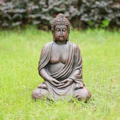 Abrihome "Modern 8"" Patio Magnesium Oxide Buddha Sculpture"