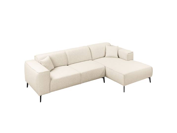 Canapé d angle méridienne Beige Tissu Nea 281 x 70 x 167cm Méridienne courte à droite vue de face Moderne