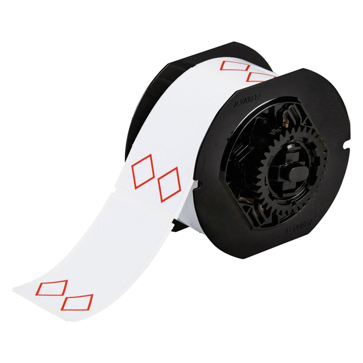 Brady B30-260-7569-CLP2, Vinyl, Weiss, glänzend, 55 x 85mm, Layout 2 (2 rote Raute vorgedruckt), pe (63.50 mm) (B30-260-7569-CLP2)