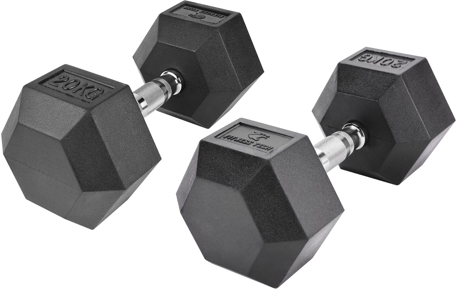 Fitness Tech Set de 2 mancuernas hexagonales .  (20 kg) Negro