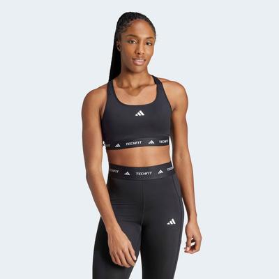 Sport-BH ADIDAS PERFORMANCE "TECHFIT SPORT-BH", Damen, Gr. XL, N-Gr, schwarz, Obermaterial: 73% Polyester, 27% Elasthan, BHs Sport-BH