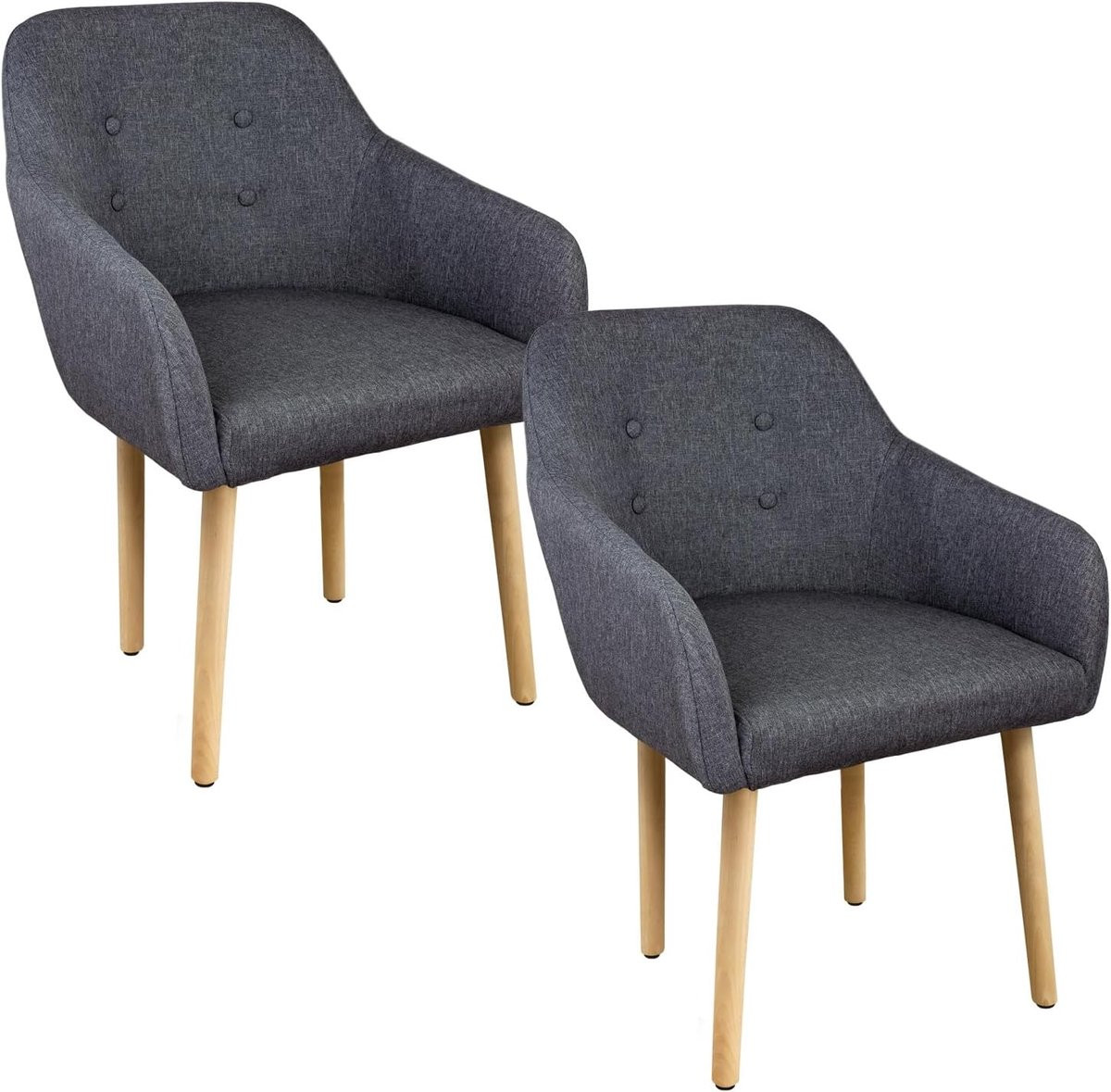 Sessel eetkamerstoelen met armleuningen, donkergrijs, set van 2